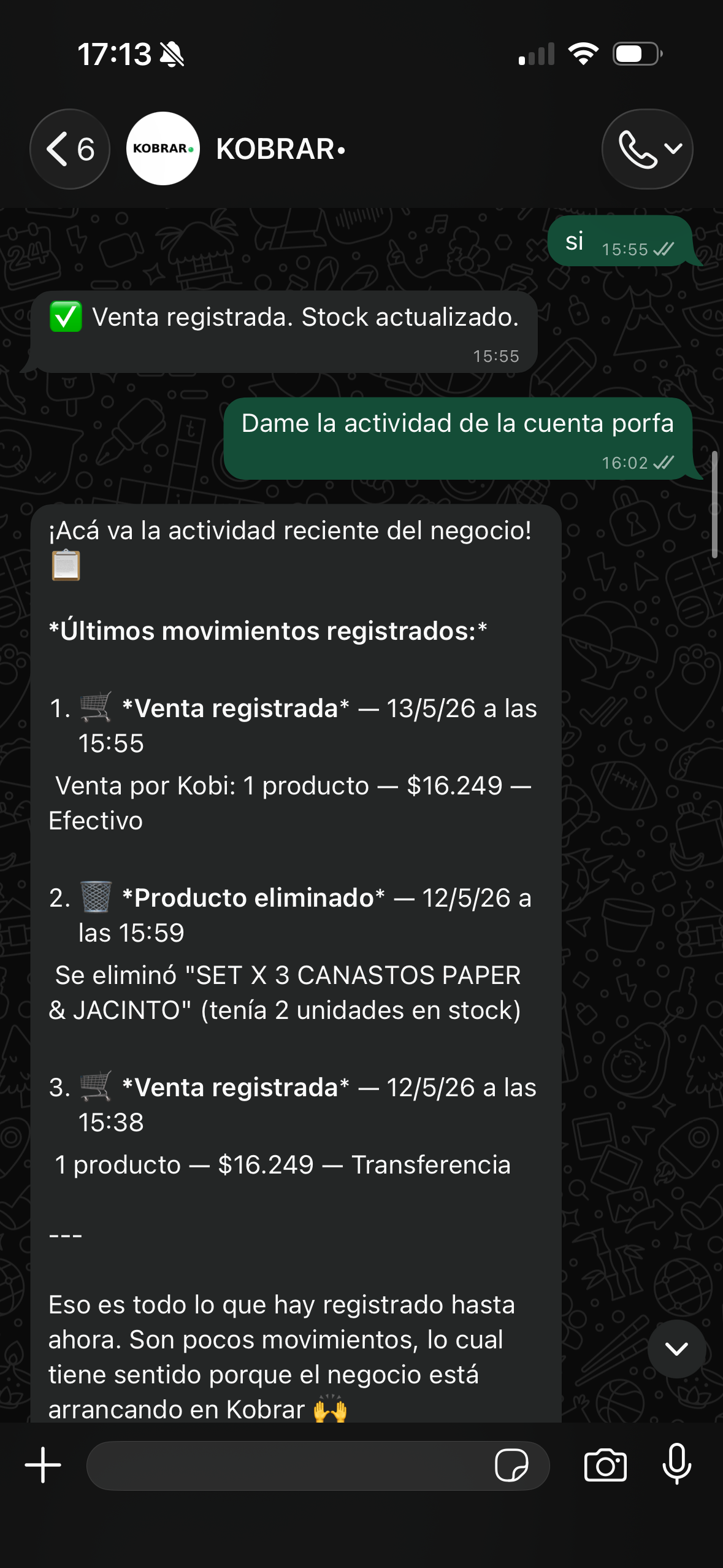 Registrá ventas por mensaje