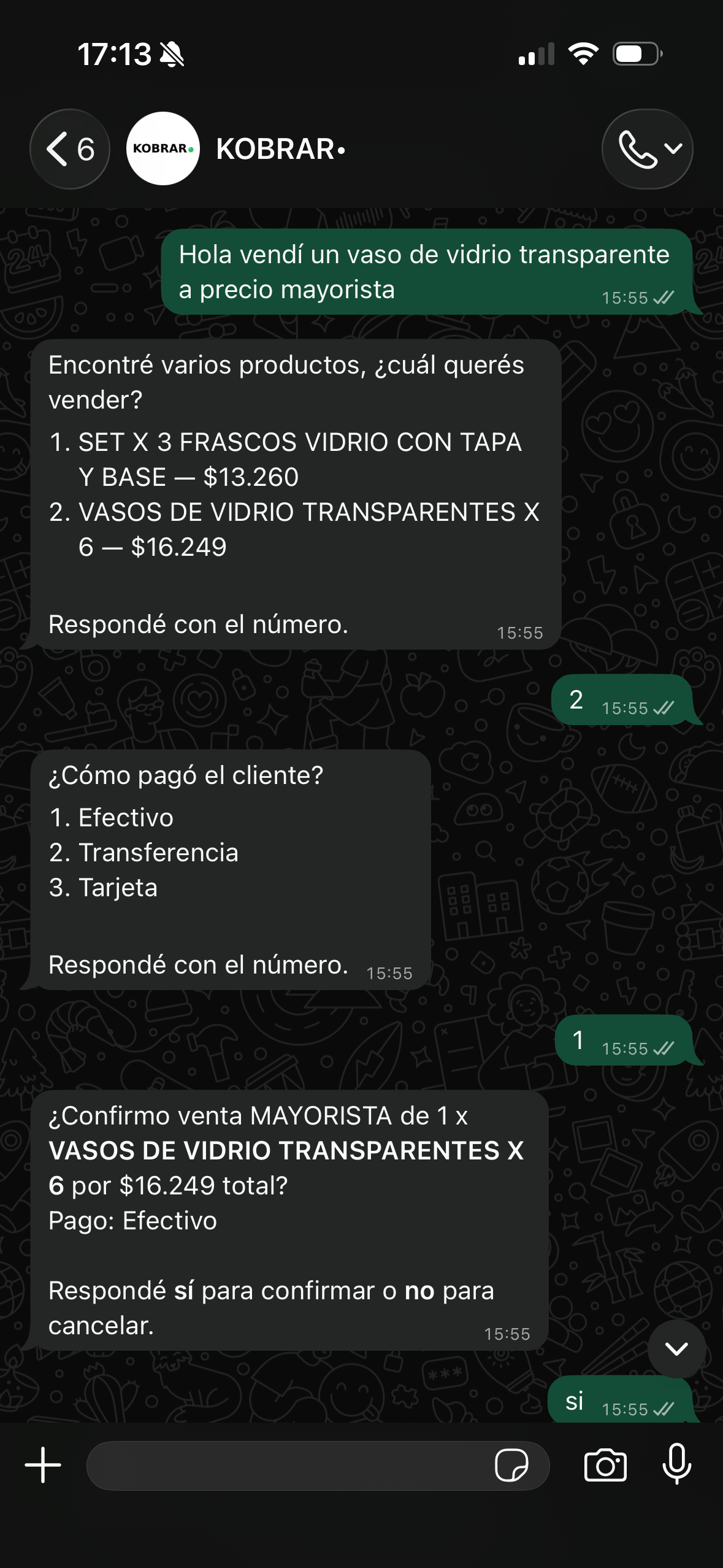 Confirmación de venta